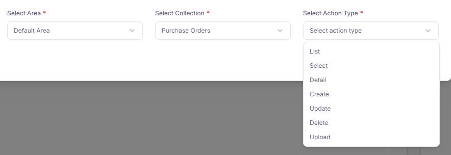 Select Action Type